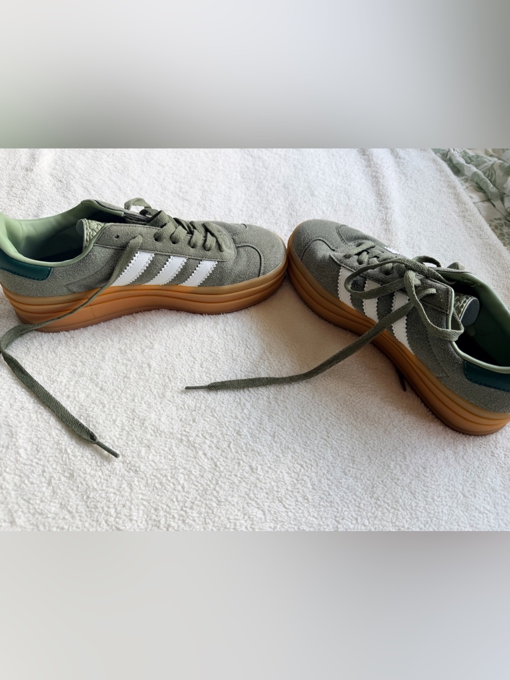 adidas Gazelle Bold Silver Green Gum Platform Sneakers Women’s 7.5 - Picture 6 of 8
